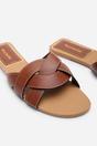 Tan Elvira Braided Slide on Sandals with contrast stitching, Image 5 of 6