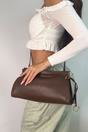Brown Shoulder Clutch Bag With Tie Up Detail, Image 1 of 4