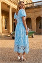 Blue Premium Crochet Lace Midi Dress, Image 3 of 4