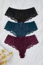 Multi 3 Pack Lace Trim Knitted Briefs with Bow Detail, Image 2 of 2