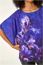 Purple Floral Print Chiffon Overlay Top, Image 5 of 5