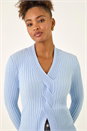 Light Blue Cable Split Detail Rib Jumper, Image 1 of 5