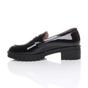Black AJVANI Black Flat Chunky Heeled Penny Loafers, Image 3 of 5