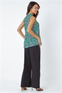 Green Sleeveless V-Neck Floral Print Stretch Top, Image 3 of 5