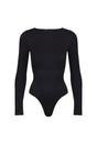 Black Long Sleeve Sculpting Bodysuit Fit, Image 1 of 5