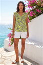 Lime Tropical Print Frill Sleeve Vest, Image 2 of 4