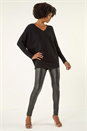Black V-Neck Lace Back Knit Jumper, Image 2 of 5