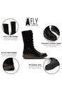 Black Womens Leather Ankle Boots-STER767, Image 3 of 5