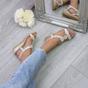 Gold AJVANI Gold Mid Wedge Diamante Slingback Sandals, Image 5 of 6