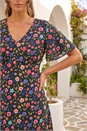 Black Petite Ditsy Floral Print Midi Dress, Image 4 of 4