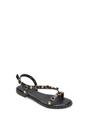 Black XY LONDON Black Flat Slingback Sandals With Studded Pearls, Image 2 of 6