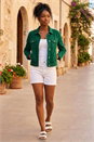 Green Classic Cotton Denim Jacket, Image 2 of 4