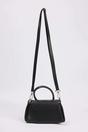 Black Mini Flap Over Cross Body Bag with Top Handle, Image 4 of 4