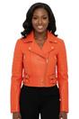 Orange Cropped Brando Leather Biker Jacket, Image 1 of 7