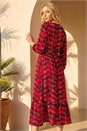 Red Embroidered Leaf Midi Dress, Image 3 of 4