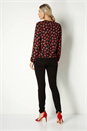 Black Lip Print Tie Front Top, Image 3 of 4
