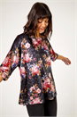 Black Floral Print Velvet Top, Image 1 of 5