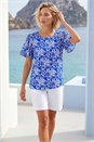 Blue Abstract Print Flared Sleeve Top, Image 2 of 4