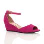 Fuchsia AJVANI Fuchsia Mid Wedge Heel Ankle Strap Sandals, Image 1 of 6