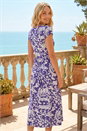 Purple Abstract Print Pocket Midi Dress, Image 3 of 4
