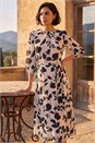 Cream  Floral Pleated Midi Dress, Image 2 of 4