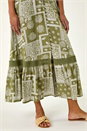 KHAKI Patchwork Lace Trim Maxi Dress, Image 5 of 5