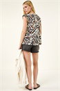 Black Abstract Print Lace Tunic Top, Image 3 of 5