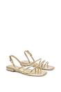Gold XY LONDON Gold 'Mary' Square Toe Strappy Slingback Flat Sandals, Image 4 of 6