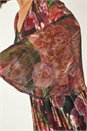 Multi  Floral Print Shimmer Midi Dress, Image 5 of 5
