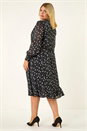 Black Curve Polka Dot Midi Dress, Image 3 of 5