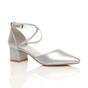 Silver AJVANI Silver Mid Block Heel Crossed Strap Pointed Toe 2 Part Heels, Image 1 of 6