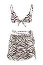 Multi Triangle Bikini Set with Tie Side Skirt Detail, Image 1 of 2