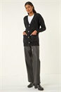 Black Longline Tinsel Knit Cardigan, Image 2 of 5
