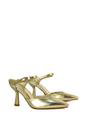 Gold XY LONDON Gold 'Daisy-May' High Heel Mules With Pointed Toe, Image 3 of 6