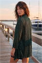 Green Plisse Print Metallic Foil Kimono, Image 3 of 4
