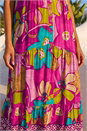 Purple Boho Floral Print Smock Maxi Dress, Image 4 of 4