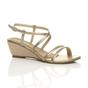 Gold Mid Wedge Heel Crossed Straps Sandals, Image 1 of 6