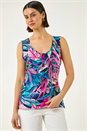 PINK Tropical Front Button Vest, Image 1 of 5