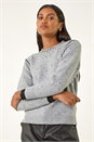 Grey Embellished Knit Jumper, Image 4 of 5