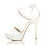 White AJVANI White High Heel Crossed Straps Platform Sandals, Image 3 of 6