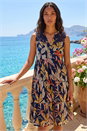 Navy Cotton Tropical Lace Detail Tiered Dress, Image 1 of 4