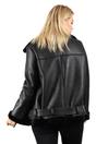 Black Womens Sheepskin Aviator Biker Jacket, Image 2 of 2