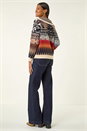 Navy Jacquard Hooded Knit, Image 3 of 5