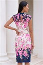 Pink Floral Lace Twist Neck Keyhole Dress, Image 2 of 4