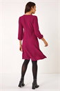 Magenta Textured Empire Waist Stretch Dress, Image 3 of 5