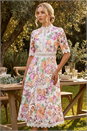 White Floral Lace Midi Dress, Image 2 of 4