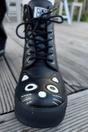 Black Kitty Faux Leather Combat Sneaker Boots, Image 7 of 8
