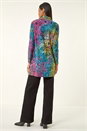 Blue Textured Burnout Print Top, Image 3 of 5