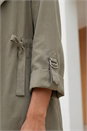 Khaki Tie Waist Longline Jacket, Image 4 of 4