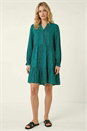 Green Dot Print Buttoned Dress, Image 2 of 6